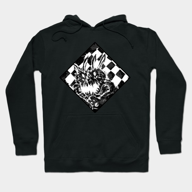 Horror Bunnies Black and White Inverted Colors Hoodie by Zeroeroroo